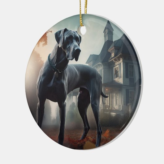 Grote Deen Halloween eng Keramisch Ornament (Links)