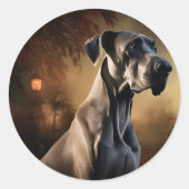 Grote Deen Halloween eng Ronde Sticker (Voorkant)