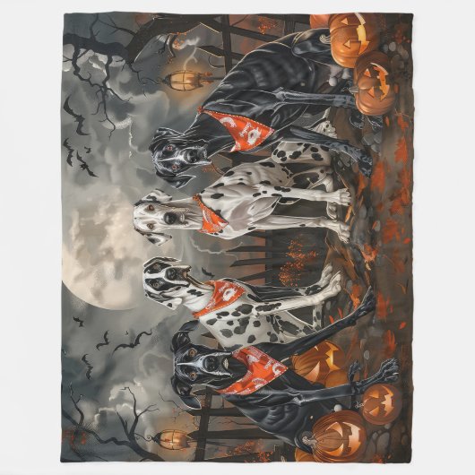 Grote Deen Halloween Spooky Fleece Deken (Voorkant)
