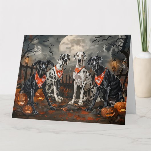 Grote Deen Halloween Spooky Kaart (Voorkant)
