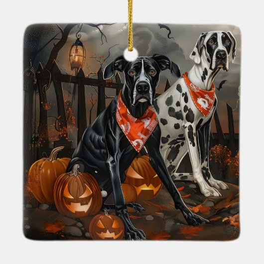 Grote Deen Halloween Spooky Keramisch Ornament (Achterkant)