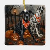 Grote Deen Halloween Spooky Keramisch Ornament (Voorkant)