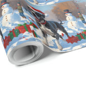 Grote Deen Hardlopen in Sneeuw Met Kerst Pet Cadeaupapier (Rol Hoek)