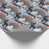 Grote Deen Hardlopen in Sneeuw Met Kerst Pet Cadeaupapier (Hoek)