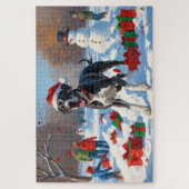 Grote Deen Hardlopen in Sneeuw Met Kerst Pet Legpuzzel (Verticaal)