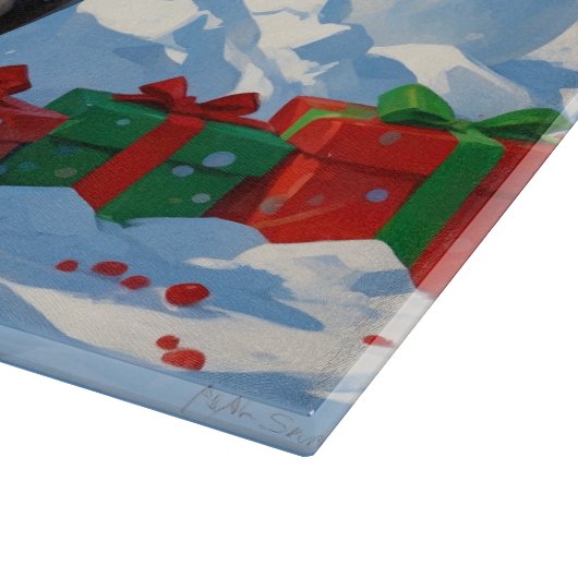 Grote Deen Hardlopen in Sneeuw Met Kerst Pet Snijplank (Hoek)