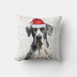 Grote Deen Hond Grappig Waterverf Kerst Kussen