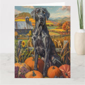 Grote Deen Hond Herfst Oogst Thanksgiving Kaart (Voorkant)