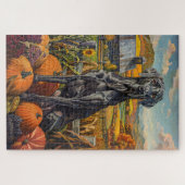 Grote Deen Hond Herfst Oogst Thanksgiving Legpuzzel (Horizontaal)