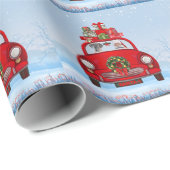Grote deen-hond in de auto met de kerstman cadeaupapier (Rol Hoek)