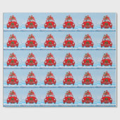 Grote deen-hond in de auto met de kerstman cadeaupapier (Vlak)