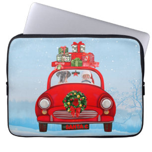 Grote deen-hond in de auto met de kerstman laptop sleeve