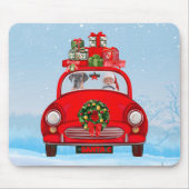 Grote deen-hond in de auto met de kerstman muismat (Voorkant)