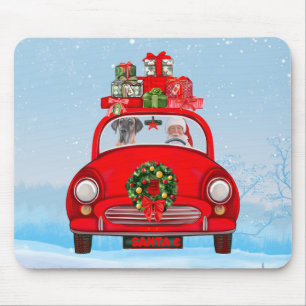 Grote deen-hond in de auto met de kerstman muismat