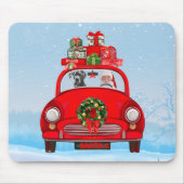 Grote deen-hond in de auto met de kerstman muismat (Voorkant)