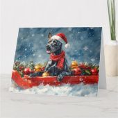 Grote Deen Hond In Sledge Laat Het Sneeuw Kerstmis Kaart (Voorkant)