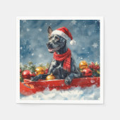 Grote Deen Hond In Sledge Laat Het Sneeuw Kerstmis Servet (Voorkant)