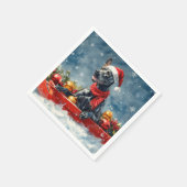 Grote Deen Hond In Sledge Laat Het Sneeuw Kerstmis Servet (Hoek)