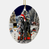 Grote Deen Hond In Sneeuw Kerstmis Pet Lichten Keramisch Ornament (Rechts)