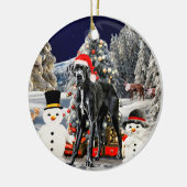 Grote Deen Hond In Sneeuw Kerstmis Pet Lichten Keramisch Ornament (Links)