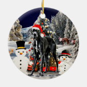 Grote Deen Hond In Sneeuw Kerstmis Pet Lichten Keramisch Ornament (Achterkant)