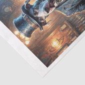 Grote Deen hond in Victoriaans jurk en gitaar - Tissuepapier (Detail)