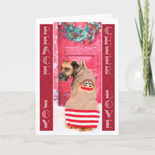 Grote Deen Hond Kerst Wenskaart Feestdagen Kaart (Voorkant)