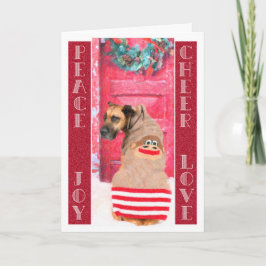 Grote Deen Hond Kerst Wenskaart Feestdagen Kaart