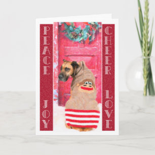 Grote Deen Hond Kerst Wenskaart Feestdagen Kaart