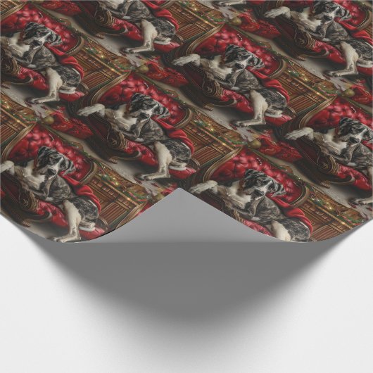 Grote Deen Hond Kerstfeest Cadeaupapier (Hoek)