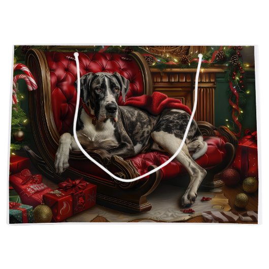 Grote Deen Hond Kerstfeest Groot Cadeauzakje (Voorkant)