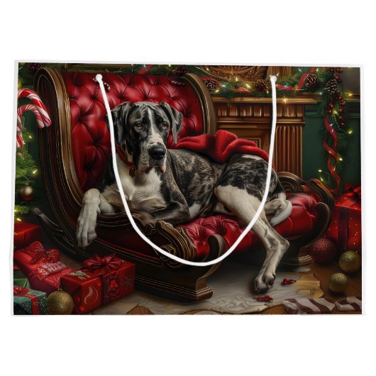 Grote Deen Hond Kerstfeest Groot Cadeauzakje (Achterkant)