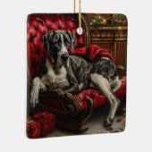 Grote Deen Hond Kerstfeest Keramisch Ornament (Rechts)