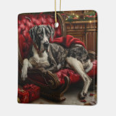 Grote Deen Hond Kerstfeest Keramisch Ornament (Links)
