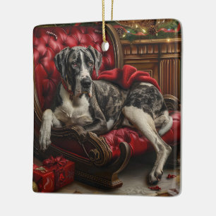 Grote Deen Hond Kerstfeest Keramisch Ornament
