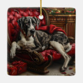 Grote Deen Hond Kerstfeest Keramisch Ornament (Achterkant)