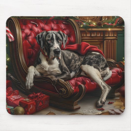 Grote Deen Hond Kerstfeest Muismat (Voorkant)