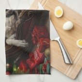 Grote Deen Hond Kerstfeest Theedoek (Quarter Fold)