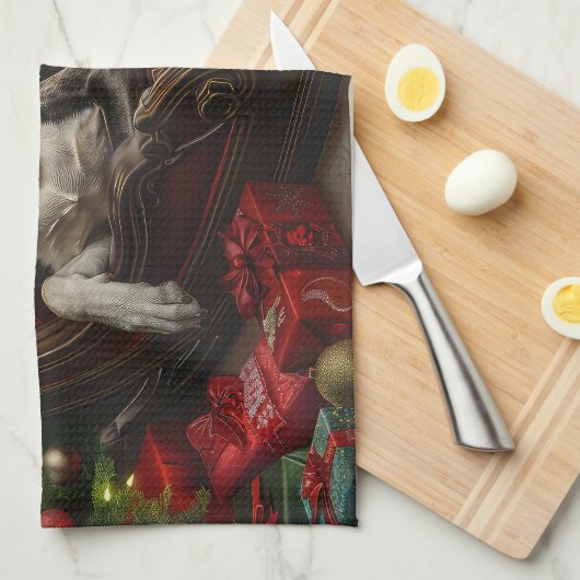 Grote Deen Hond Kerstfeest Theedoek (Quarter Fold)