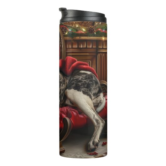 Grote Deen Hond Kerstfeest Thermosbeker (Geroteerd rechts)