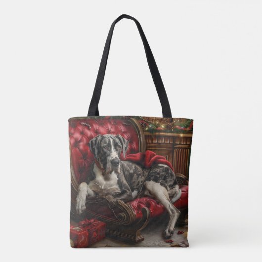 Grote Deen Hond Kerstfeest Tote Bag (Achterkant)