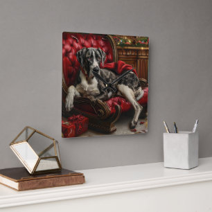 Grote Deen Hond Kerstfeest Vierkante Klok