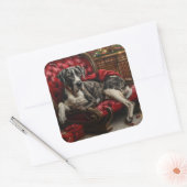 Grote Deen Hond Kerstfeest Vierkante Sticker (Envelop)