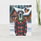 Grote Deen Hond Kerstgroet Kaart (Voorkant)