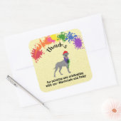 Grote Deen Hond Leuk Kunst Verjaardagsfeest Vierkante Sticker (Envelop)