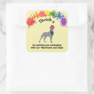 Grote Deen Hond Leuk Kunst Verjaardagsfeest Vierkante Sticker