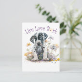 Grote Deen Hond Mam Bloemen Briefkaart (Staand voorkant)