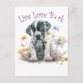 Grote Deen Hond Mam Bloemen Briefkaart (Voorkant)