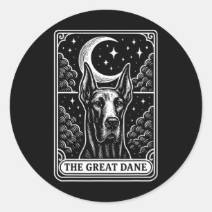 Grote Deen Hond Mama Tarot Kaart Crescent Moo Ronde Sticker