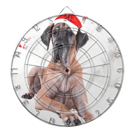 Grote Deen Hond Pet Vrolijk Kerstfeest Dartbord (Voorkant)